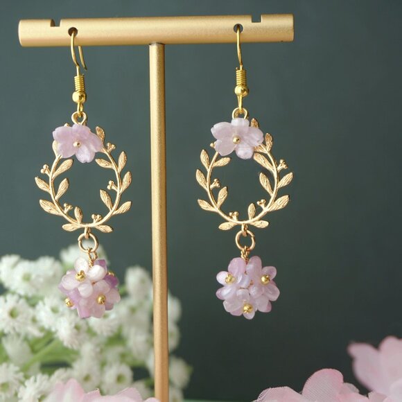 Brand new Handmade hydrangea earrings - Picture 2 of 4